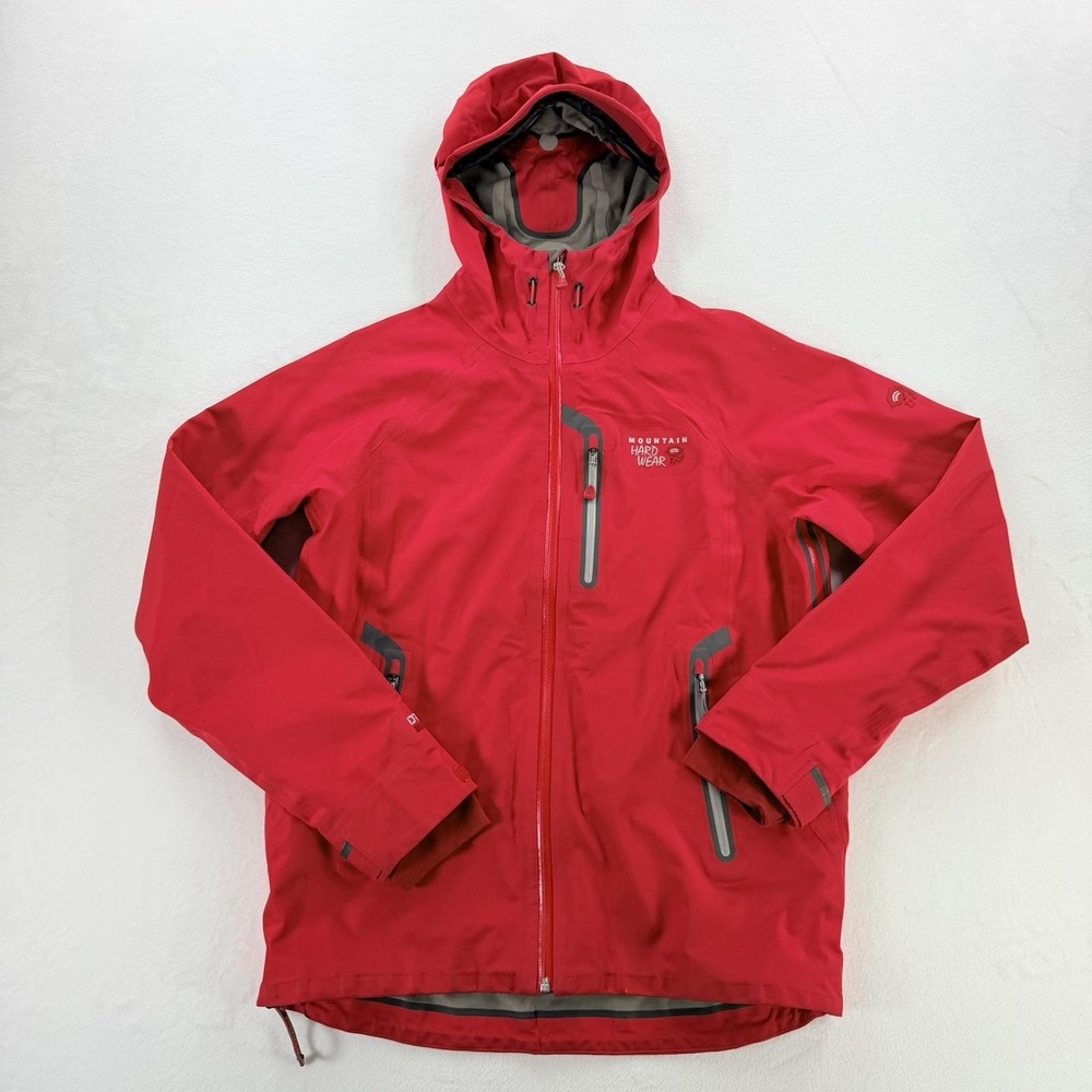 Mountain Hardwear Jacket Mens Medium Red Dry.Q Hooded Waterproof Ski Snowboard